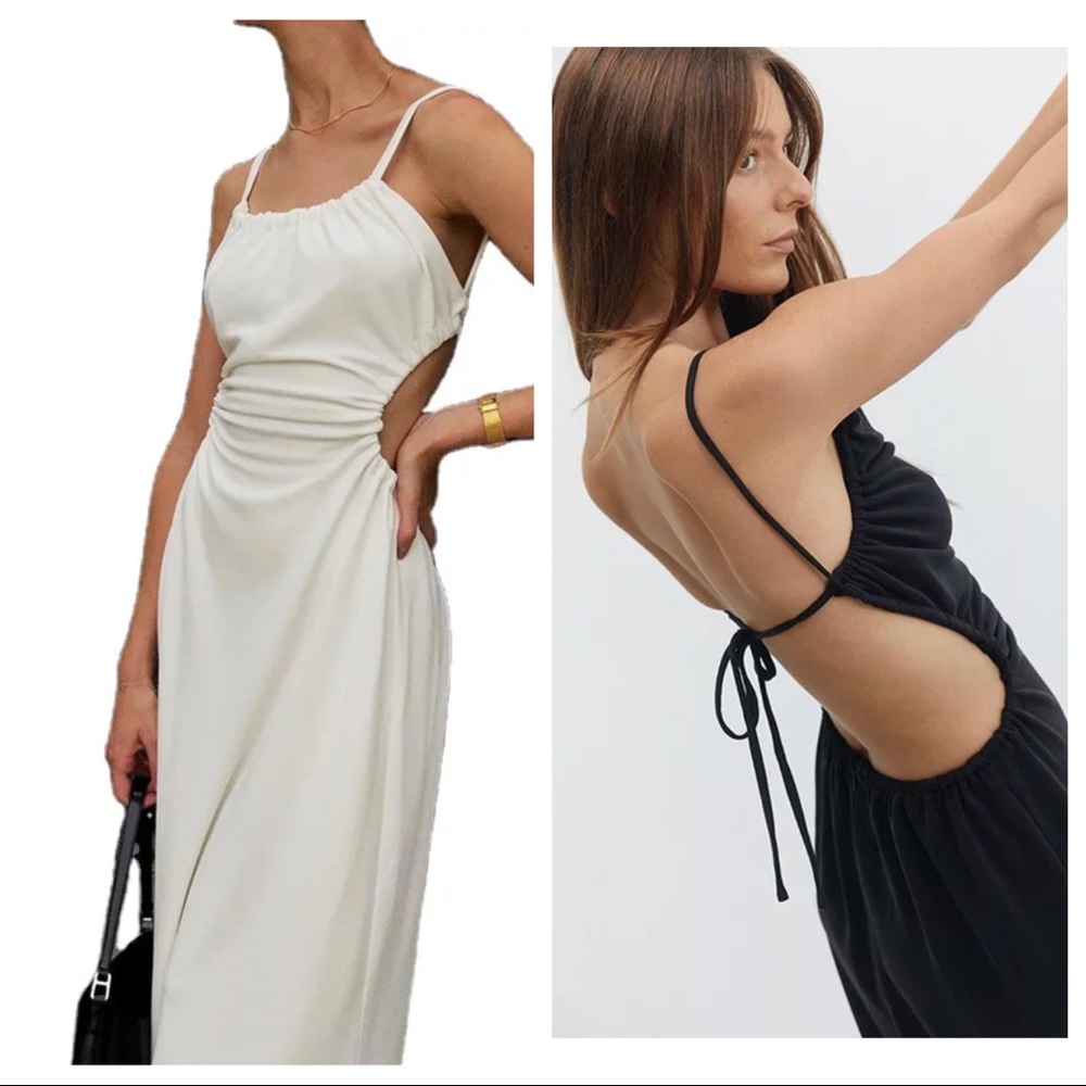 Gia Cut-Out Midi Dress in White S-M-L